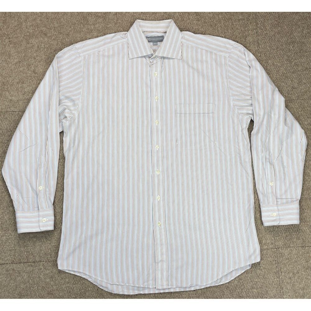 Hickey Freeman Men's Button Up Striped Long Sleeve Dress Shirt Size‎ 16-34